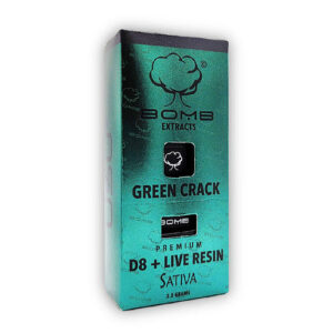 BOMB EXTRACTS (D8 + LIVE RESIN) DISPOSABLE VAPE GREEN CRACK - SATIVA