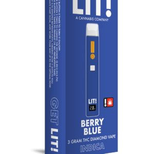 LIT! THC DIAMOND DISPOSABLE VAPE PEN, 3G BERRY BLUE INDICA