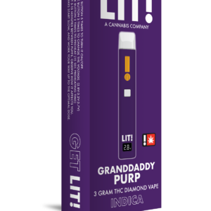 LIT! THC DIAMOND DISPOSABLE VAPE PEN, 3G GRANDDADDY PURP INDICA