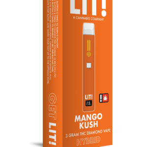 LIT! THC DIAMOND DISPOSABLE VAPE PEN, 3G MANGO KUSH HYBRID