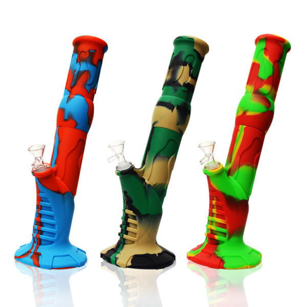 SILICONE AND GLASS "GRIP ME" BONG 15" RANDOM COLOR PICK